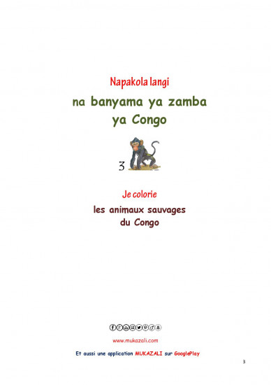 Je colorie les animaux sauvages du Congo-RDC en Lingala-Français